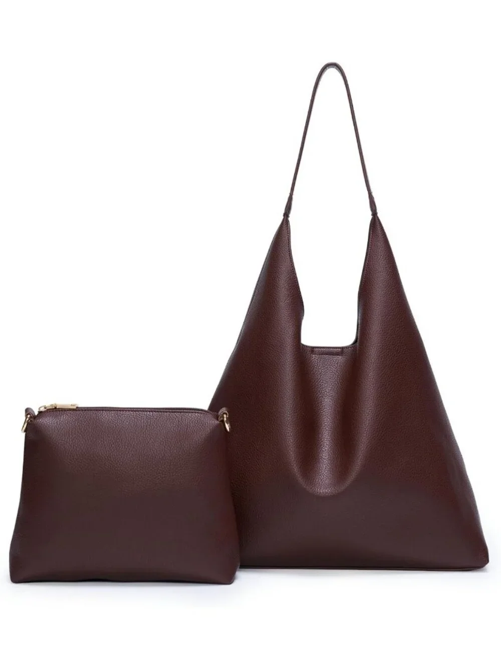 2-Piece Set: Large Soft Vegan Leather Slouchy Hobo Tote Bags for Women